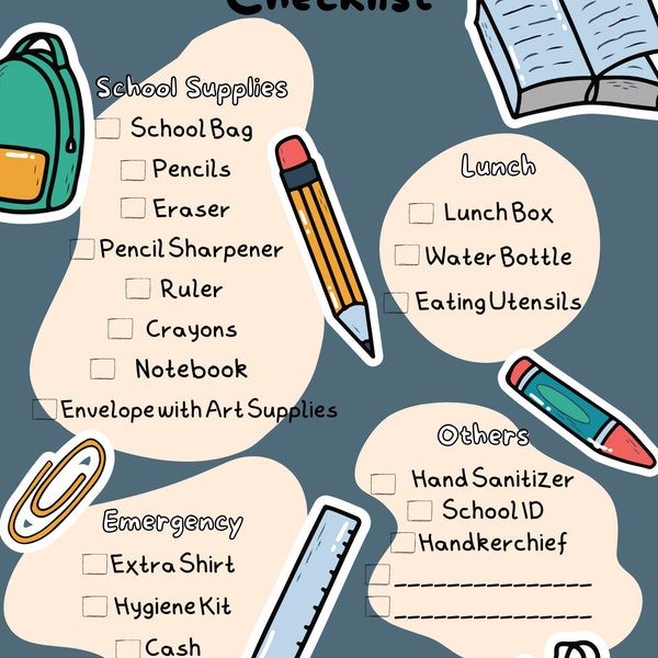 Printable + Editable School Supplies List | Checklist | Supply List | Back to School | New Years | Supply List | To Buy