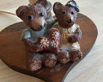 Vintage 1980s Teddy Bear Candlestick Lamp – Salem Country Collection Heart Accent