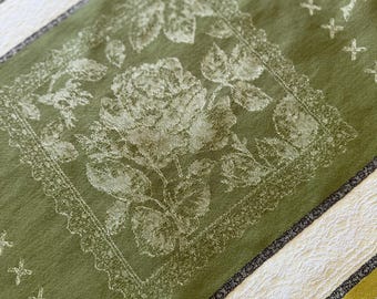 La Maisonnette French Jacquard Tablecloth, 100% Cotton, Olive Floral Medallion (64x64)