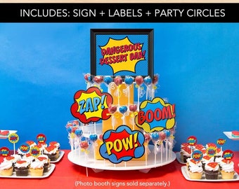 EDITABLE Dangerous Dessert Bar Superhero Printables - Teacher Appreciation and Birthday Party Printables