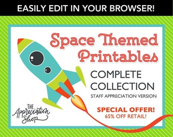 SPECIAL OFFER! Editable Space Themed TEACHER Appreciation Week Printables - The Complete Collection