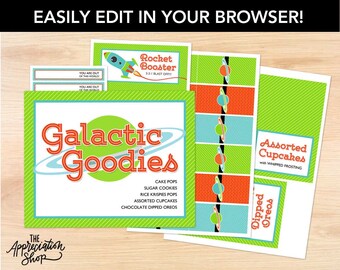 EDITABLE Galactic Goodies Dessert Bar Printables - Space Themed Teacher Appreciation Week