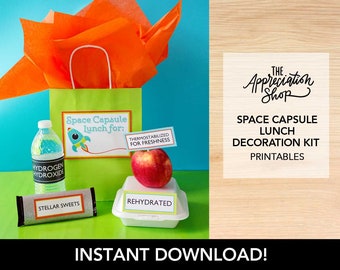 INSTANT Space Capsule Lunch Decoration Kit - Teacher Appreciation Space Themed Printables