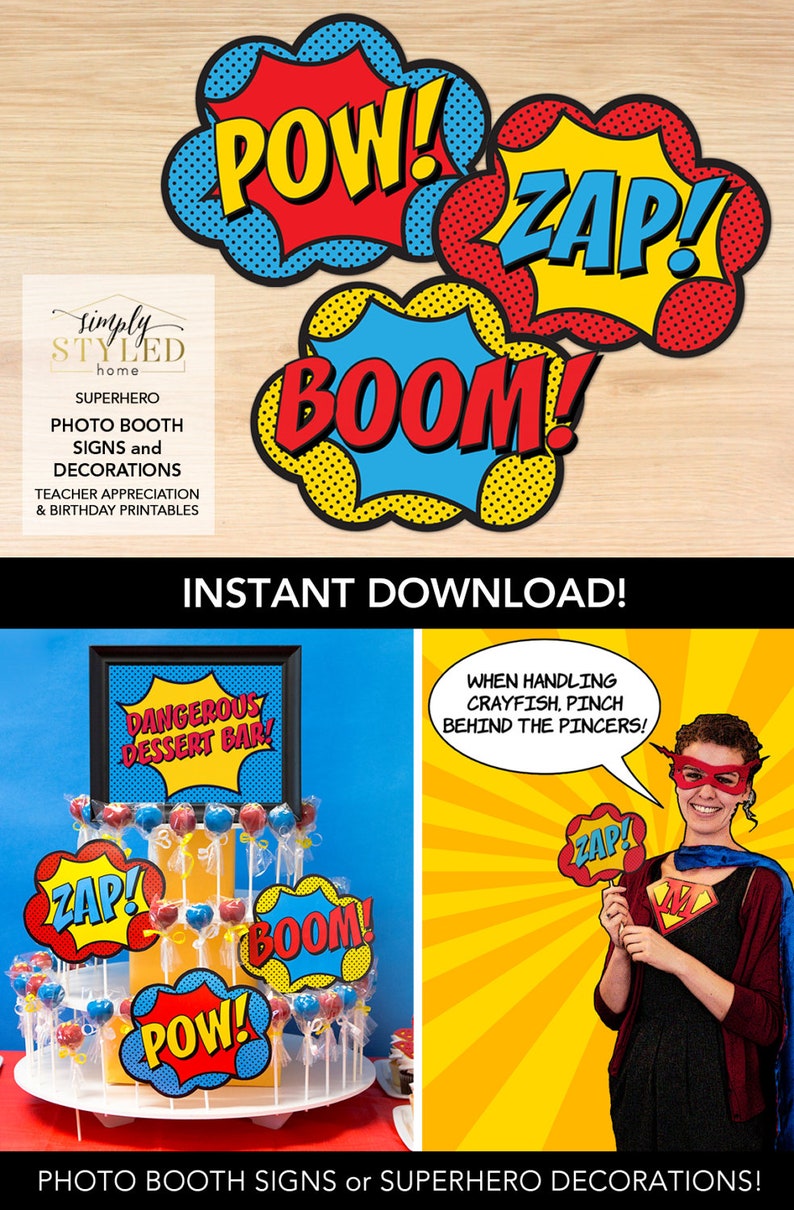 Instant Photo Booth Signs Superhero Teacher Appreciation And Etsy