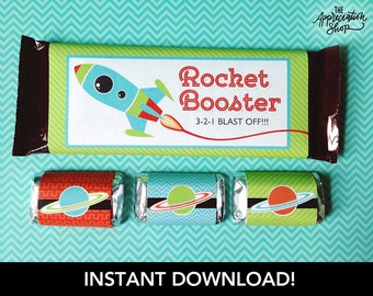 INSTANT "Rocket Booster" and Planet Candy Bar Wrappers - Space Themed Teacher Appreciation and Birthday Printables