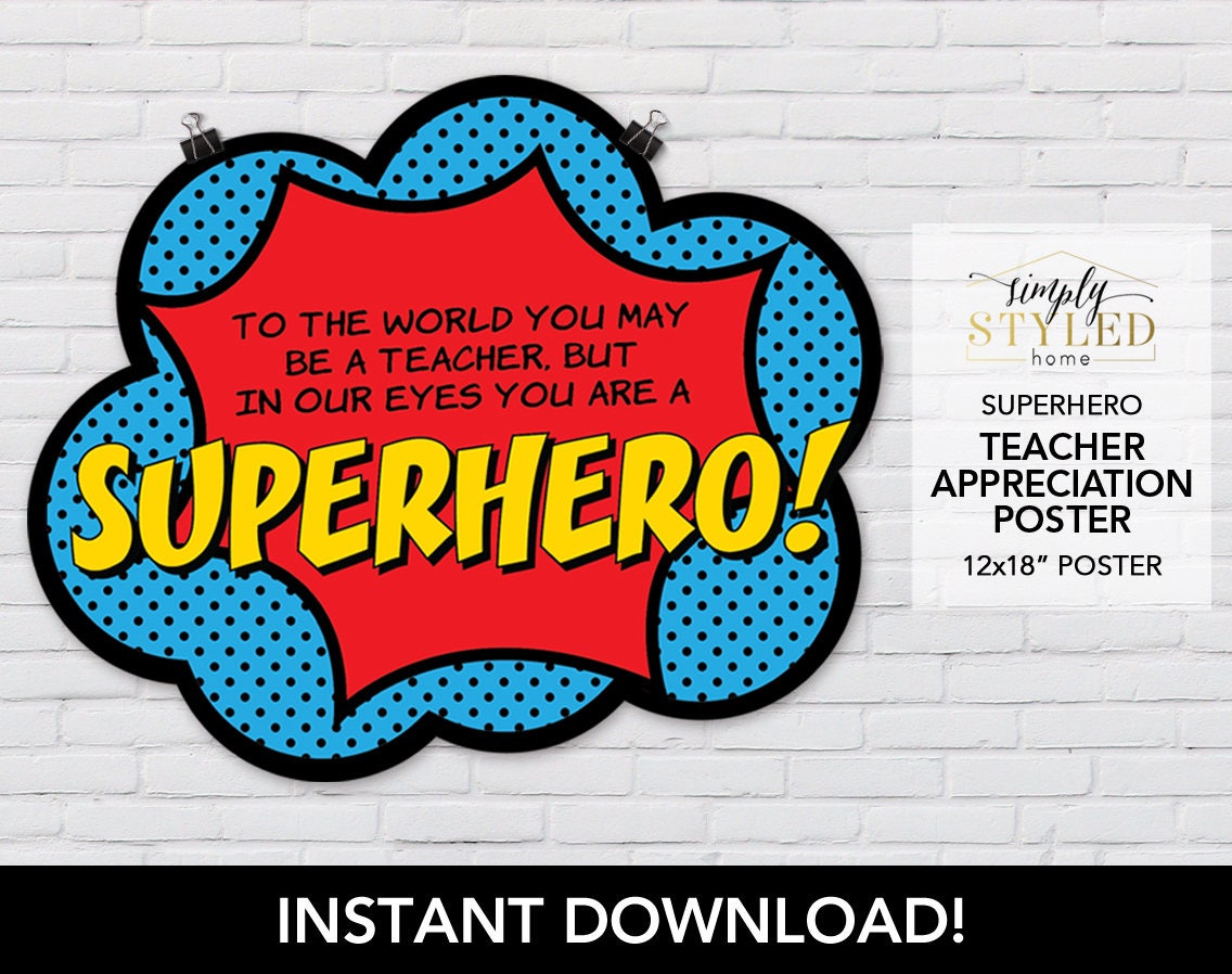 Instant In Our Eyes You Are A Superhero Poster Etsy