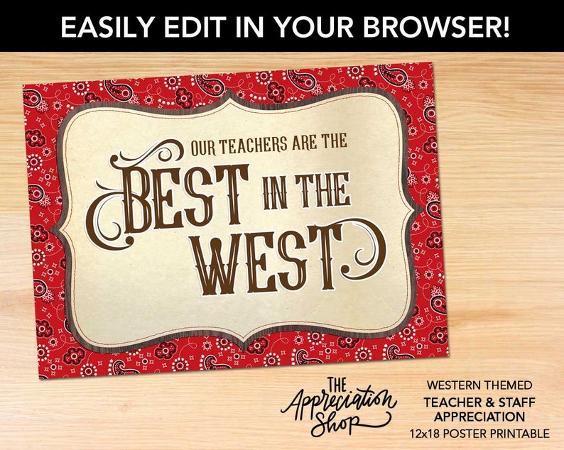 EDITABLE best in the West Poster Western Teacher Etsy