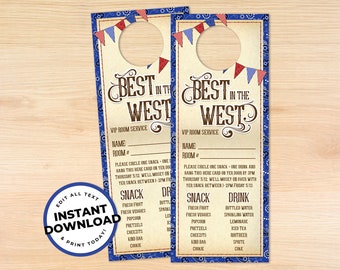 Western Room Service Door Hanger, Teacher and Staff Appreciation Idea, Printable Editable Thank you Tag, School Pto Pta, INSTANT DOWNLOAD