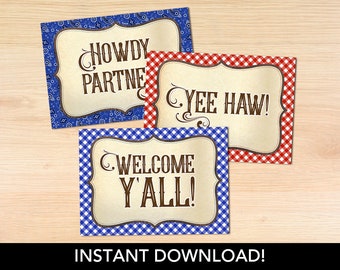 INSTANT Western Poster Collection - Cowboy Teacher Appreciation and Americana Party Printables