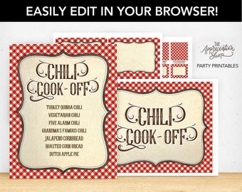 EDITABLE Chili Cook-Off Printables - Western Staff Appreciation and Americana Cowboy Party Printables