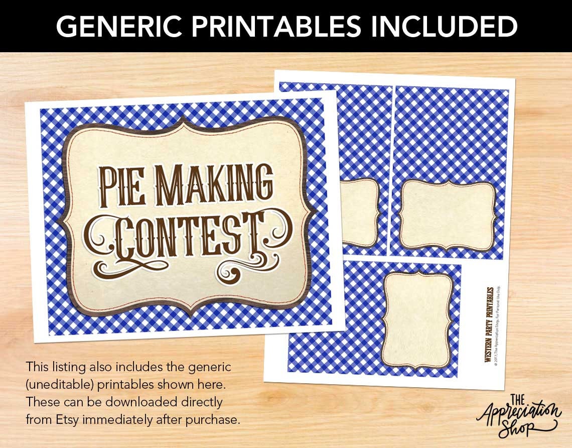 EDITABLE Pie Making Contest Printables Western Staff Appreciation and ...