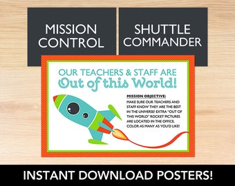 INSTANT School Decoration Posters - Space Themed Teacher Appreciation Printables