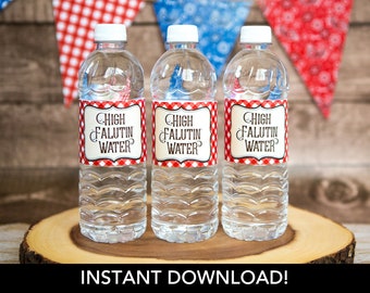 INSTANT Western Water Bottle Labels + Watering Hole Sign - Cowboy Staff Appreciation and Americana Birthday Party Printables