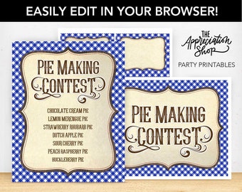 EDITABLE Pie Making Contest Printables - Western Staff Appreciation and Americana Cowboy Party Printables