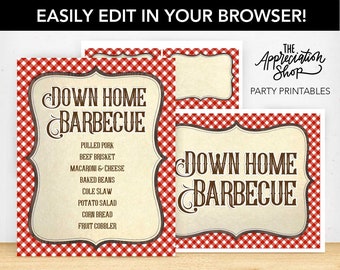 EDITABLE Down Home BBQ Printables - Western Staff Appreciation and Americana Cowboy Party Printables