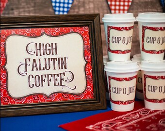 INSTANT Coffee Bar Printables - Western Staff Appreciation and Cowboy Americana Party Printables