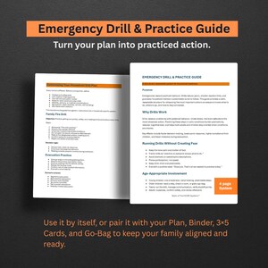 Family Emergency Drill Guide | Fire, Evacuation, Communication, Utility Safety (Printable)