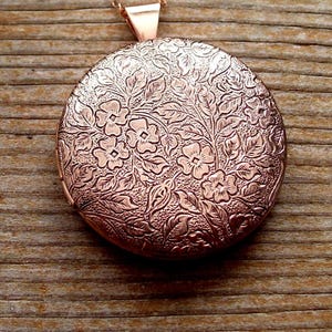 Rose Gold Locket, Floral Locket, Removable Photo Frames, Bridal Jewelry, Bridesmaid Gift, Bridal Locket