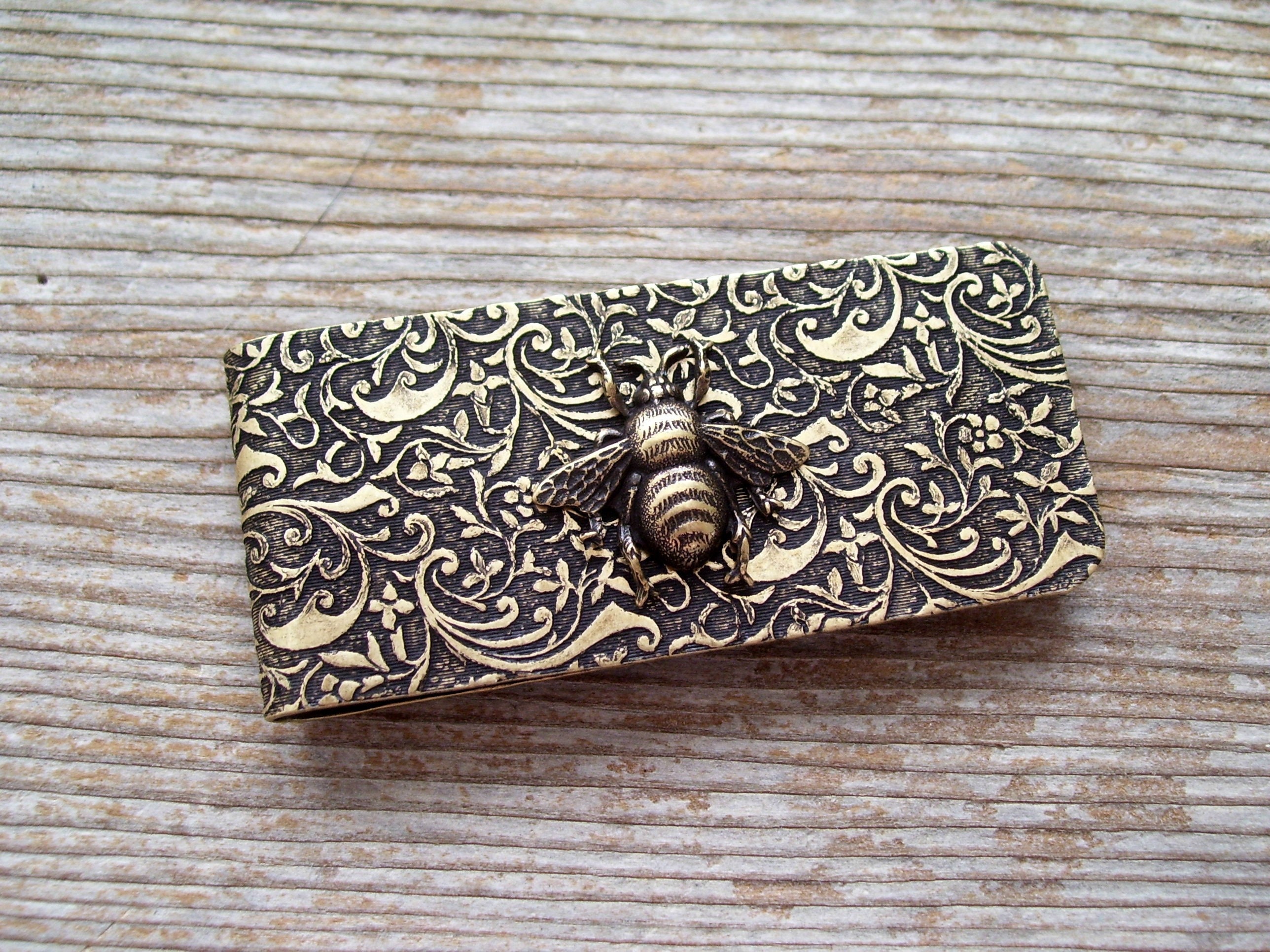 Gucci Sterling Silver Logo and Bee Motif Money Clip