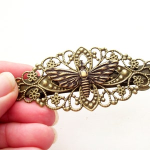 Brass Fox Barrette, Running Fox Barrette, Fox Hair Accessory, Large Antiqued Brass Fox Barrette, Brass Filigree Barrette image 5