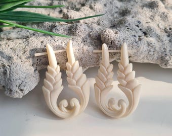 Handmade Bone Carved Earrings
