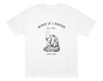 Let op als ik rook: T-shirt met illustratie van de kikker | Javaboom, vintage rookkunst