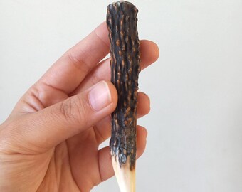 Handcrafted Deer Antler Tobacco Smoking Pipe with Metal Ring