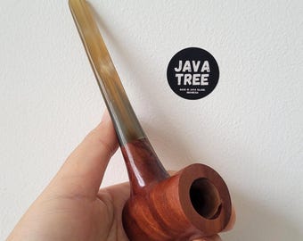 Handgemaakte sapodilla-rookpijp van gomhout, buffelhoorn, houten tabakspijp
