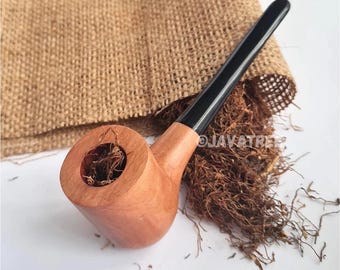 Handgemaakte sapodilla-rookpijp van gomhout, buffelhoorn, houten tabakspijp