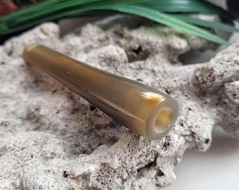 Handgemaakte albino-tabakspijp met witte buffelhoorn