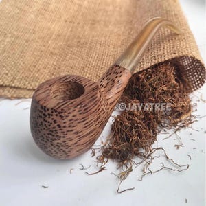 手作りココナッツウッド喫煙パイプ、バッファローホーン、タバコ木製パイプ