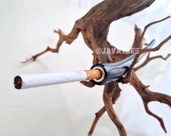 Handgemaakte zwarte buffelhoorn met metalen ring tabakspijp