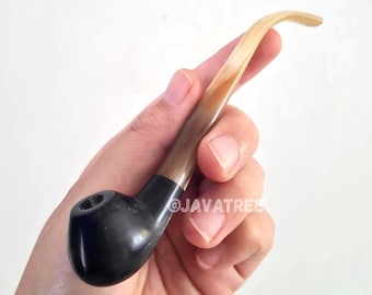 Handgemaakte Indonesische kleine rookpijp met buffelhoorn