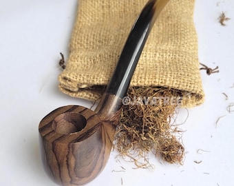 Handgemaakte rookpijp van palissander, buffelhoorn, houten tabakspijp