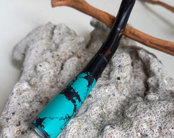 Handgemaakte 3,6-inch rookpijp van synthetisch turkoois en zwarte koraalzee