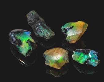 Small Rough Black Crystal Opal Banten Province Indonesia Kalimaya Jarong Natural Stone