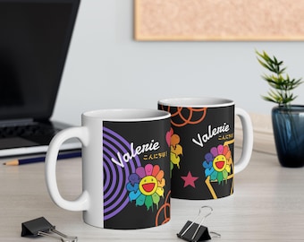 Rainbow Smiley Flower Mug Dandy's World| Custom Name