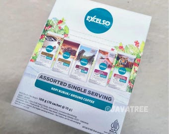 10 sobres de café molido indonesio surtidos en porciones individuales