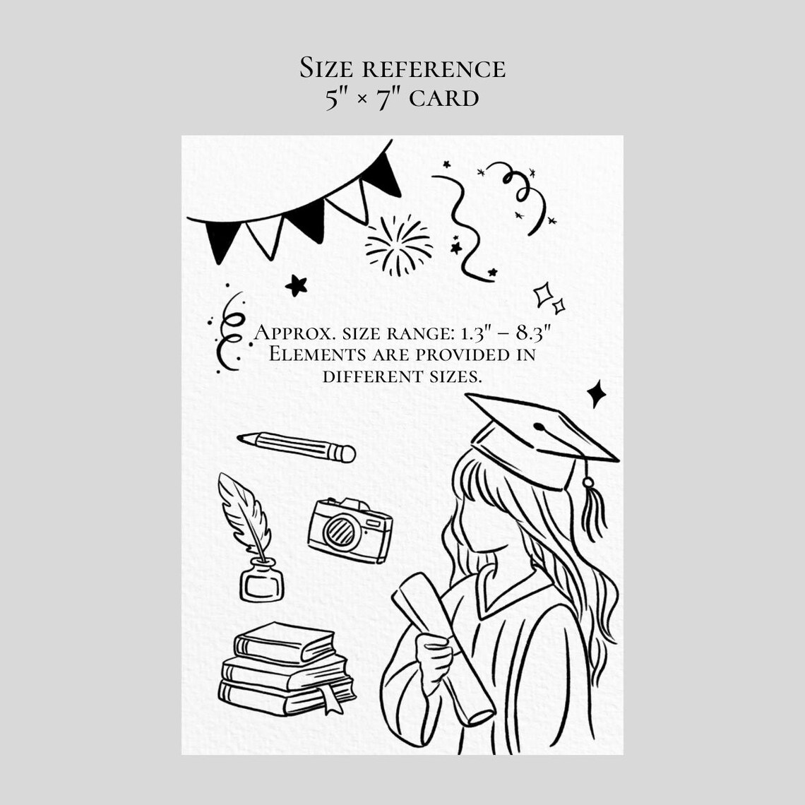 Hand Drawn Graduation Doodle Clipart, 38 PNG Bundle, Ink Sketch Line ...