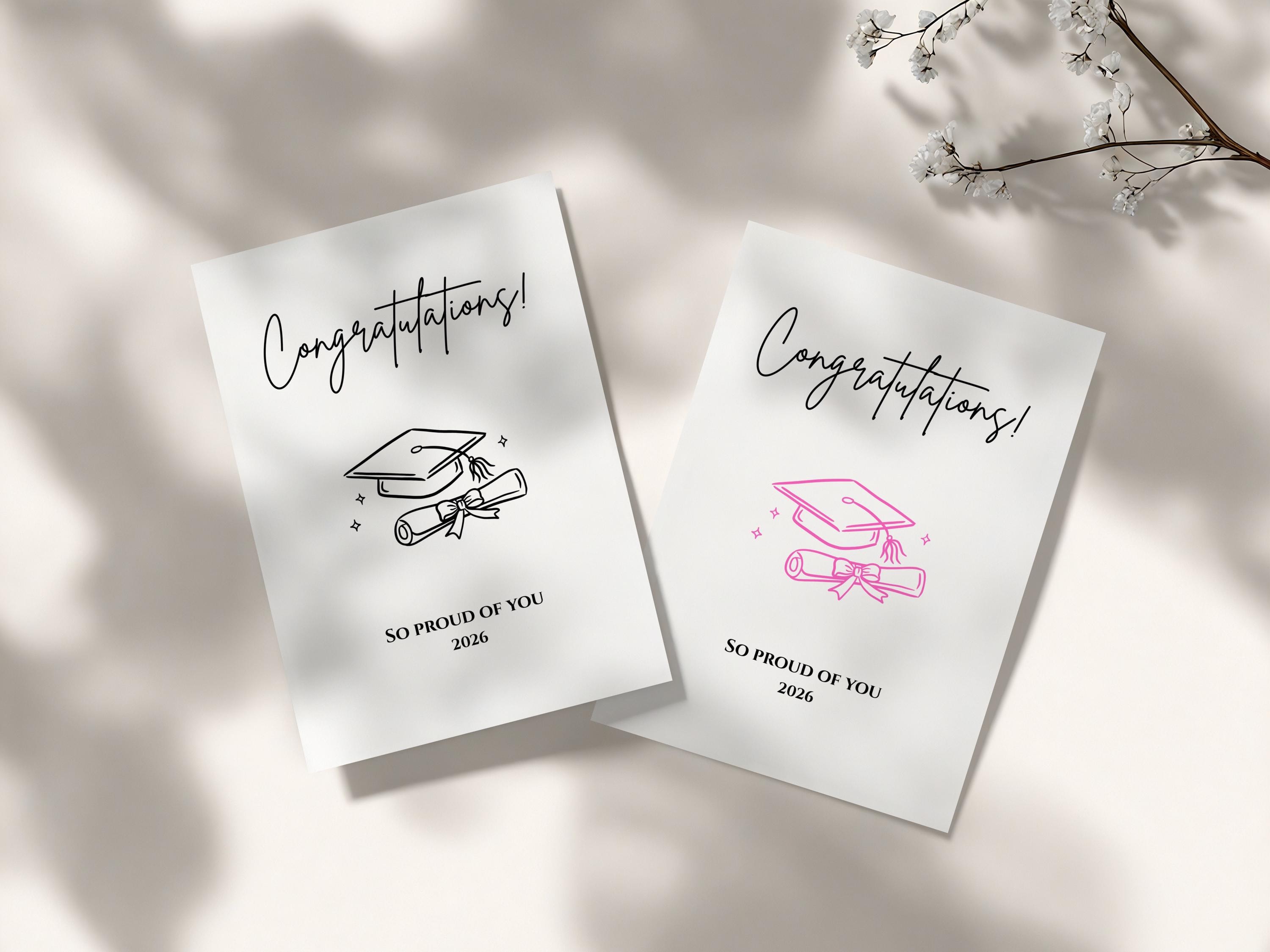 Graduation Card , Invitation, Congrats Grad Design, Hand Drawn Line ...