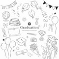 Hand Drawn Graduation Doodle Clipart, 38 PNG Bundle, Ink Sketch Line Art