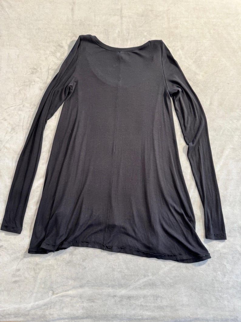Free People Black Ribbed Long Sleeve Scoop Neck Tunic Top - Size Medium image 6