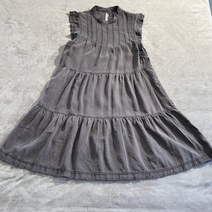 Anthropologie Tiered Sleeveless Mini Dress in Charcoal Gray image 1