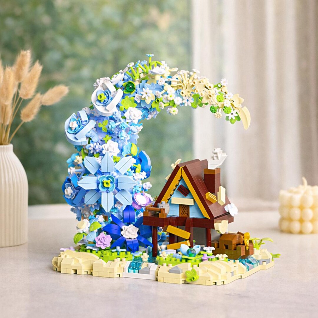 Moon Flower Cottage Building Blocks Set, Fantasy Lunar Garden House ...