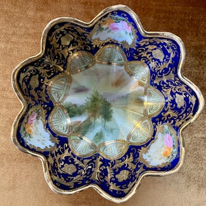 NIPPON HAND PAINTED 花柄陶器ボウル 金属脚付き Nippon 3 Footed Bowl - Etsy