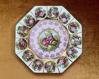 Jean-Honoré Fragonard Inspired Courting Couple Octagonal Plate (10.25") - Arnart Imports Porcelain Bone China