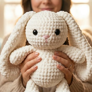 No-Sew Floppy Ear Bunny Crochet Pattern, Beginner Amigurumi Plush Toy (Digital Download)