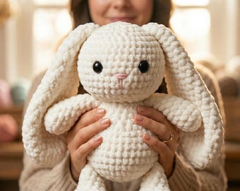 No-Sew Floppy Ear Bunny Crochet Pattern, Beginner Amigurumi Plush Toy (Digital Download)