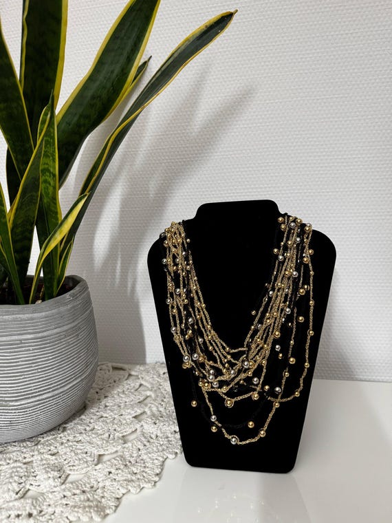 Berlin Häkelgarn Halskette _ Crochet Necklace Gold and Silver