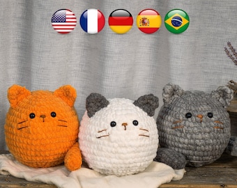 Cat Loaf Crochet Pattern Plushie, Chunky Amigurumi Kitty with long tail (PDF Pattern)